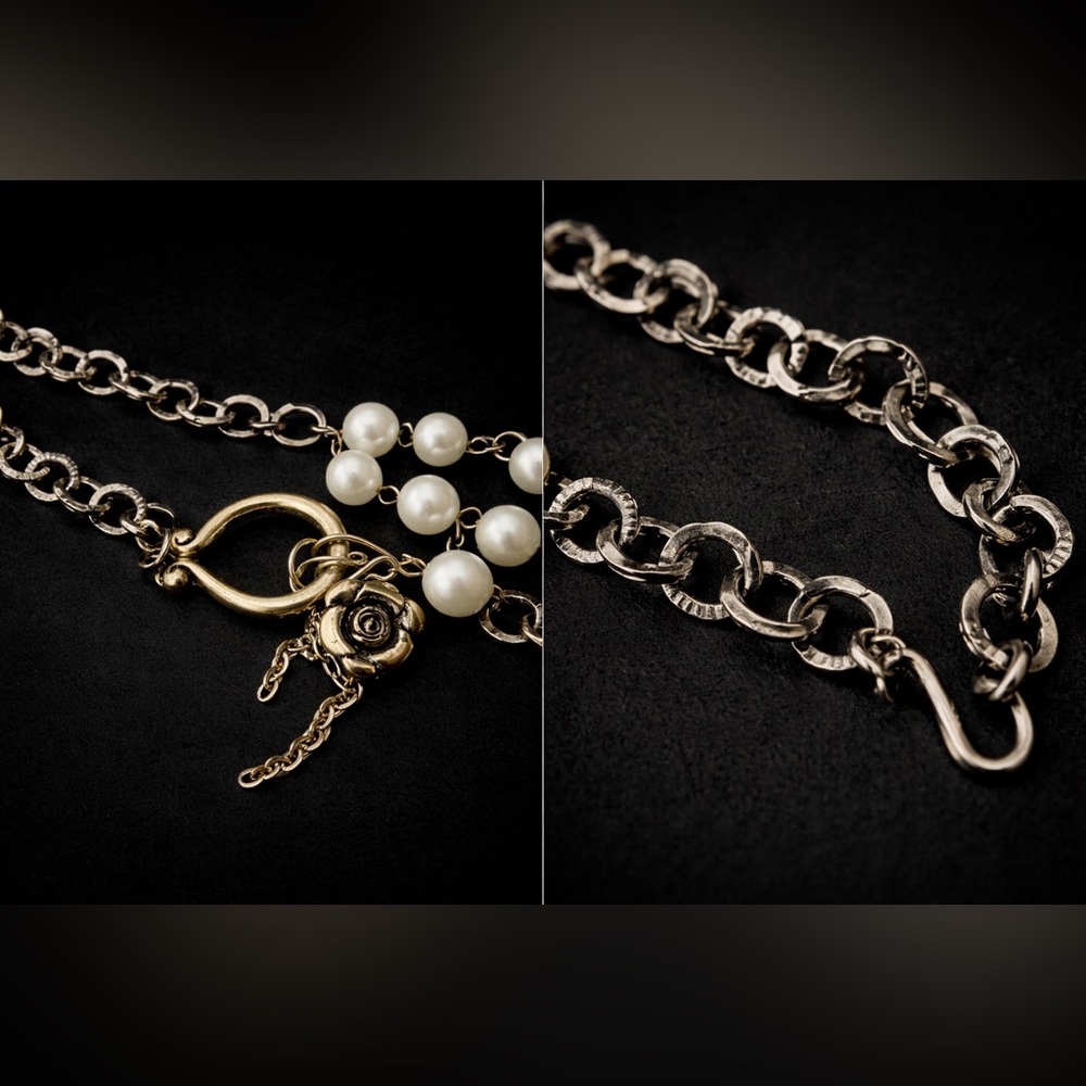 Vintage Cultured Salt Water Pearl and Gold Chain Necklace - Picture 2 of 7